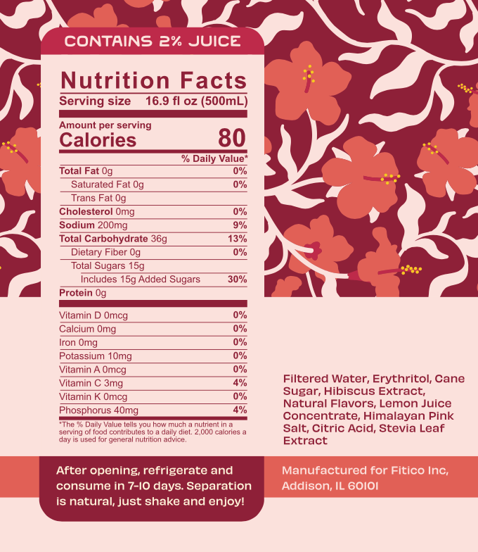 Vidagua Jamaica (Hibiscus) Nutrition Facts